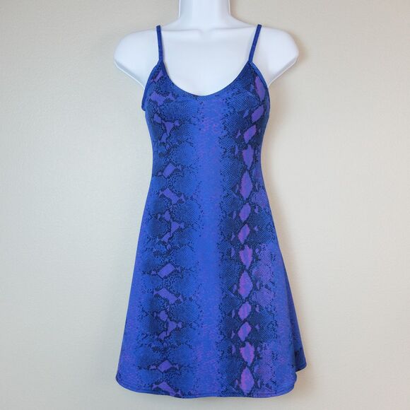 Missguided Blue Snake Print Skater Dress Size 2 - Picture 1 of 9